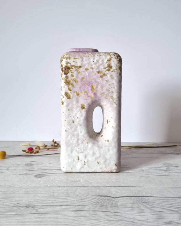 Haute Curature Ceramic 1970s Marei Keramik Chimney Vase Ivory, Lilac Palette Fat Lava Glaze, West German