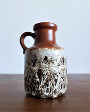 Scheurich Keramik Ceramic 1970s Pair of W German Scheurich Cinnamon and Cookies n Cream  Fat Lava Ceramic Pitcher Vases