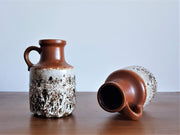 Scheurich Keramik Ceramic 1970s Pair of W German Scheurich Cinnamon and Cookies n Cream  Fat Lava Ceramic Pitcher Vases