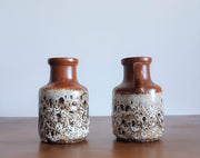 Scheurich Keramik Ceramic 1970s Pair of W German Scheurich Cinnamon and Cookies n Cream  Fat Lava Ceramic Pitcher Vases