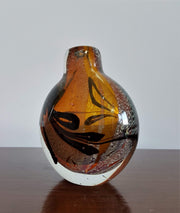 Studio Glass Glass 1970s Scandinavian Studio Art Glass Modernist in Orange, White and Ebony Bottle Vase style