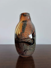 Studio Glass Glass 1970s Scandinavian Studio Art Glass Modernist in Orange, White and Ebony Bottle Vase style