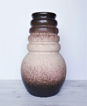 AnyesAttic Ceramic 1970s Scheurich ‘Tiramisu’ Matte Foam and Fat Lava Ball Ceramic Floor Vase, West German Pottery