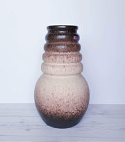 AnyesAttic Ceramic 1970s Scheurich ‘Tiramisu’ Matte Foam and Fat Lava Ball Ceramic Floor Vase, West German Pottery