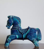 Bay Keramik Ceramic 1970s West German Bay Keramik 'Rimini Blu' Style Ceramic Horse Large (c. 11" / 28 cm)