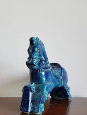 Bay Keramik Ceramic 1970s West German Bay Keramik 'Rimini Blu' Style Ceramic Horse Large (c. 11" / 28 cm)