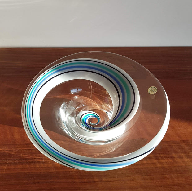 Villeroy and Boch Glass 1970s West German Villeroy and Boch Modernist Art Glass, Swirl Op Art Lead Crystal Bowl