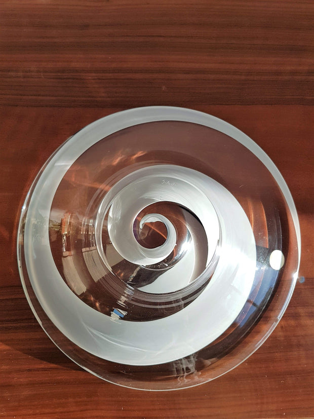 Villeroy and Boch Glass 1970s West German Villeroy and Boch Modernist Art Glass, Swirl Op Art Lead Crystal Bowl