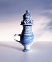 AnyesAttic Ceramic 1972 Bjorn Wiinblad, K31 att. Eva Series Blue on White Head Sculpture Jug Pitcher | Danish