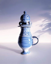 AnyesAttic Ceramic 1972 Bjorn Wiinblad, K31 att. Eva Series Blue on White Head Sculpture Jug Pitcher | Danish