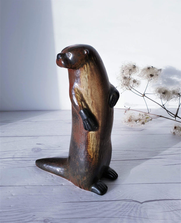 AnyesAttic Ceramic 1980 Lisa Larson for WWF by Gustavsberg, Limited Edition 'Observant Otter' Figure, Swedish