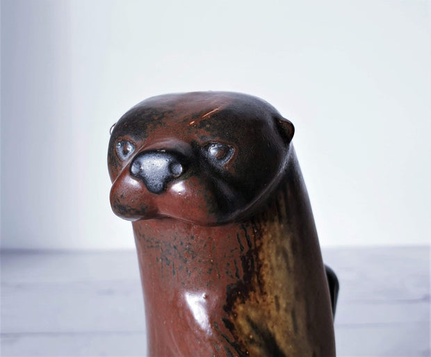 AnyesAttic Ceramic 1980 Lisa Larson for WWF by Gustavsberg, Limited Edition 'Observant Otter' Figure, Swedish