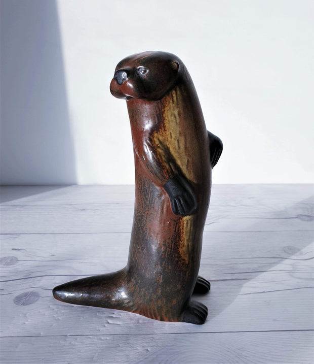 AnyesAttic Ceramic 1980 Lisa Larson for WWF by Gustavsberg, Limited Edition 'Observant Otter' Figure, Swedish