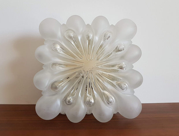 Studio Glass Lighting 1980s Eis / Ice Glas Art Deco Frosted Ice and Icicles Plafoniere Bubble Glass Wall / Ceiling Lamp