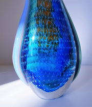 Murano Glass 1980s Italian Murano Modern Bullicante, Sommerso and Crackle Cased Glass Beak Jug Vase