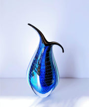 Murano Glass 1980s Italian Murano Modern Bullicante, Sommerso and Crackle Cased Glass Beak Jug Vase