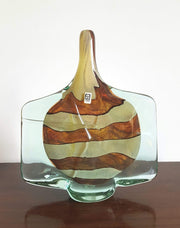 Mdina Glass Glass 1981 Maltese Mdina Earthtones Angelfish / Fish-head Sculpted Art Glass Vase - Signed and Dated