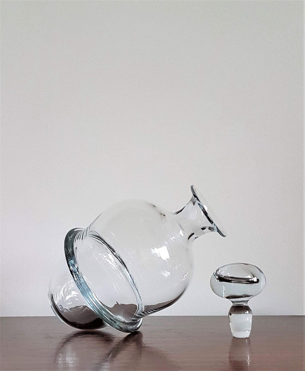 Holmegaard Glass Glass 1983 Danish Holmegaard Modernist Design Fejø Clear Glass Ice 'Bucket' and Decanter Set