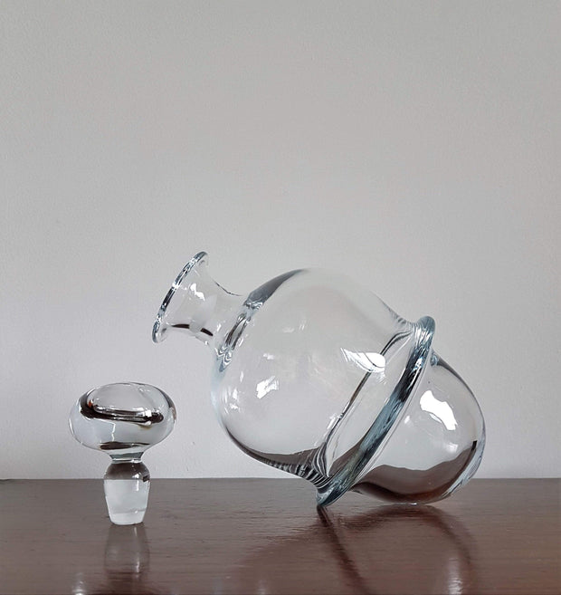 Holmegaard Glass Glass 1983 Danish Holmegaard Modernist Design Fejø Clear Glass Ice 'Bucket' and Decanter Set