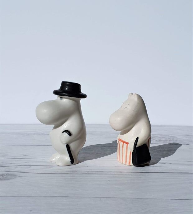 AnyesAttic Ceramic 1990s Moominmamma and Moominpapa figurines by Tuulikki Pietilä for Arabia of Finland