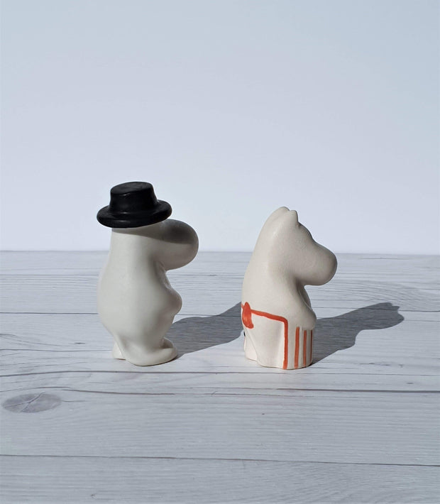 AnyesAttic Ceramic 1990s Moominmamma and Moominpapa figurines by Tuulikki Pietilä for Arabia of Finland