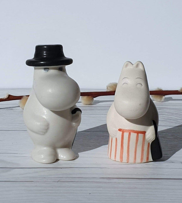 AnyesAttic Ceramic 1990s Moominmamma and Moominpapa figurines by Tuulikki Pietilä for Arabia of Finland