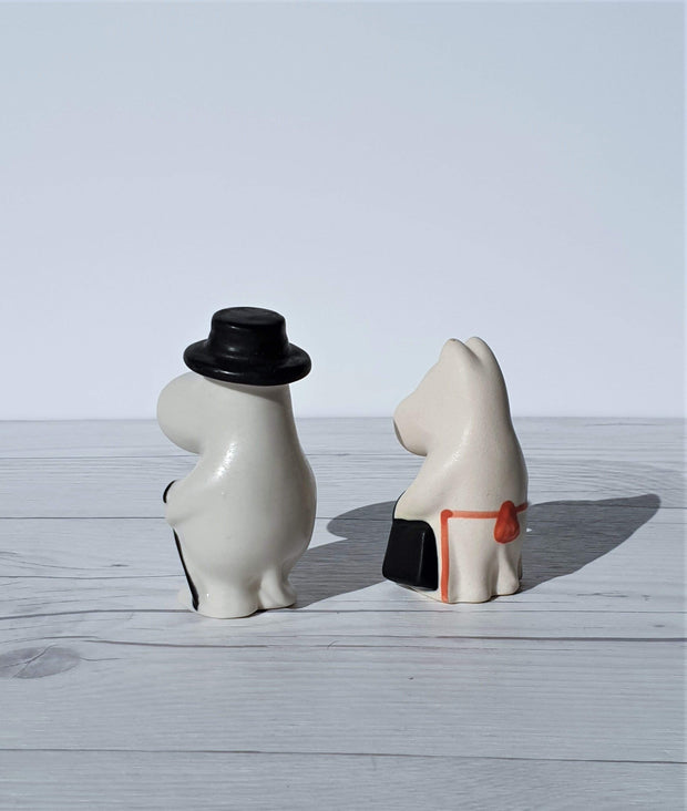 AnyesAttic Ceramic 1990s Moominmamma and Moominpapa figurines by Tuulikki Pietilä for Arabia of Finland