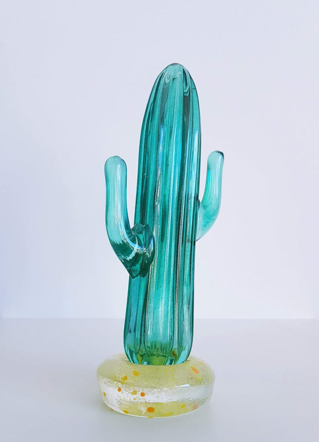 Kosta Boda Glass Glass 1990s Swedish, Gunnel Sahlin for Kosta Boda, Texas Series Cactus Art Glass Sculpture