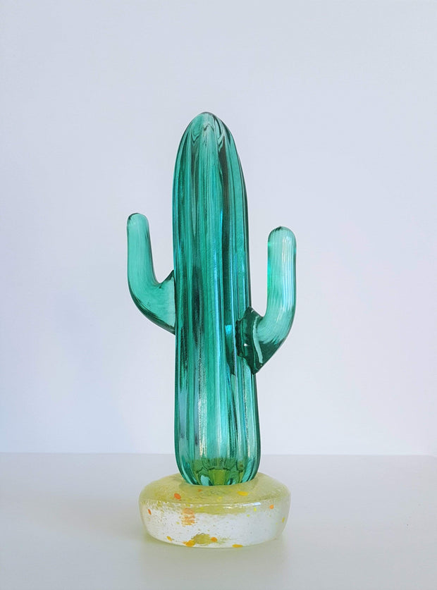 Kosta Boda Glass Glass 1990s Swedish, Gunnel Sahlin for Kosta Boda, Texas Series Cactus Art Glass Sculpture