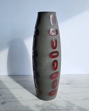 Amano by Scheurich, Zen Minimalist, Oxblood on Matte Charcoal Palette Torpedo Vase, 1990s