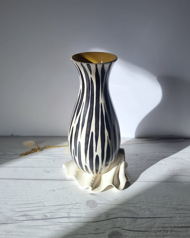 Beswick Pottery Ceramic Albert Hallam for Beswick, Zebrette Series Zebra Stripe Décor Mid Century Modernist Vase, 1950s