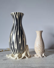 Beswick Pottery Ceramic Albert Hallam for Beswick, Zebrette Series Zebra Stripe Décor Mid Century Modernist Vase, 1950s