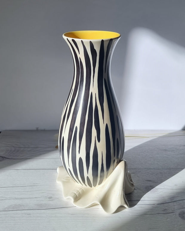 Beswick Pottery Ceramic Albert Hallam for Beswick, Zebrette Series Zebra Stripe Décor Mid Century Modernist Vase, 1950s