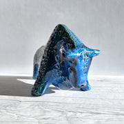 Bitossi Ceramiche Ceramic Aldo Londi for Bitossi Ceramiche Rimini Blu Series, Modernist Bull Sculpture, 1960s Italian