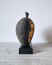 Tremaen Ceramic Alf Ekberg for Källna Studio Pottery, Black Stoneware Gold Gilding Damson Sculpture, Swedish