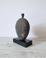 Tremaen Ceramic Alf Ekberg for Källna Studio Pottery, Black Stoneware Gold Gilding Damson Sculpture, Swedish