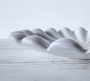 Upsala Ekeby Ceramic Anna Lisa Thomson for Upsala Ekeby, Milk White Tactile Raised Segment Dish, 1940s-50s, Rare