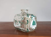 Studio Glass Glass Antique 1850s Central European Biedermeier Period Handpainted Decor and Glass Bottle / Decanter