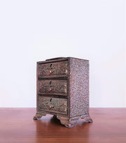 European Storage Antique European Japonisme / Japonism Copper and Wood, Sakura Relief Lockable Mini Chest of Drawers