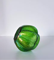Kralik Glass Glass Antique / Vintage 1910s-30s Kralik Art Nouveau Iridescent Emerald Green Martelé Decor Art Glass Vase
