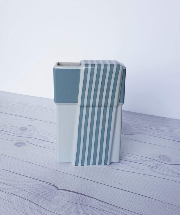 AnyesAttic Ceramic Antje Brüggemann for Rosenthal Studio Line, 1980s 'Linear' Series, Modernist Striped Ceramic Vase