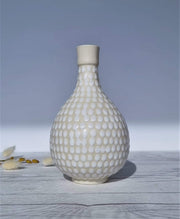 Upsala Ekeby Porcelain Arthur Percy for Gefle Upsala Ekeby, Buttermilk and Daisy White Dotted Relief Vase, 1950s, Swedish