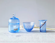 Kosta Boda Glass Glass Bertil Vallien for Kosta Boda Duo: Blue Rainbow Vase and Blue Starlight Palette Lidded Pot, Rare