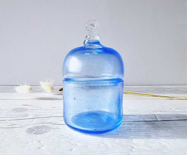 Kosta Boda Glass Glass Bertil Vallien for Kosta Boda Duo: Blue Rainbow Vase and Blue Starlight Palette Lidded Pot, Rare