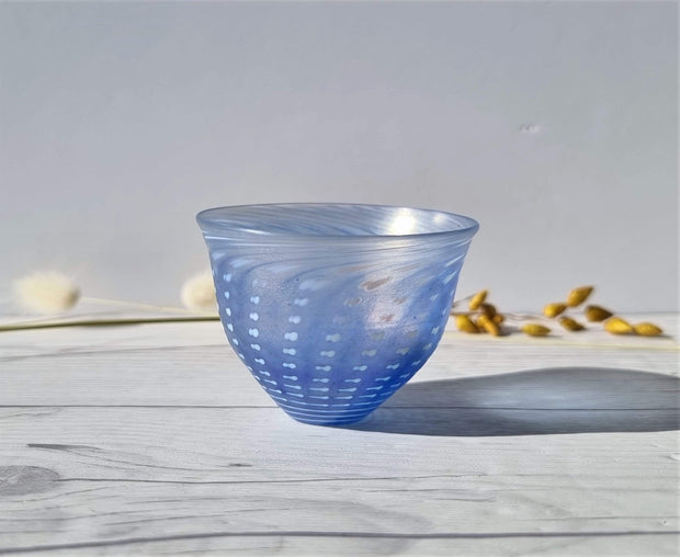 Kosta Boda Glass Glass Bertil Vallien for (Kosta) Boda, Minos Series, Pale Blue and White Art Glass Bowl, 1970s - 80s