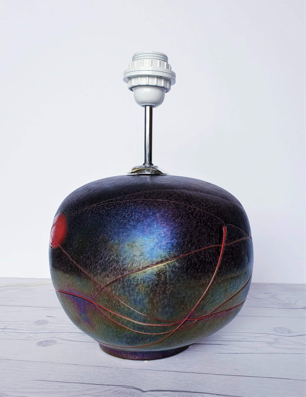 AnyesAttic Lighting Bertil Vallien for (Kosta) Boda, Volcano Series, Iridescent Studio Art Glass Lamp Base, 1980s