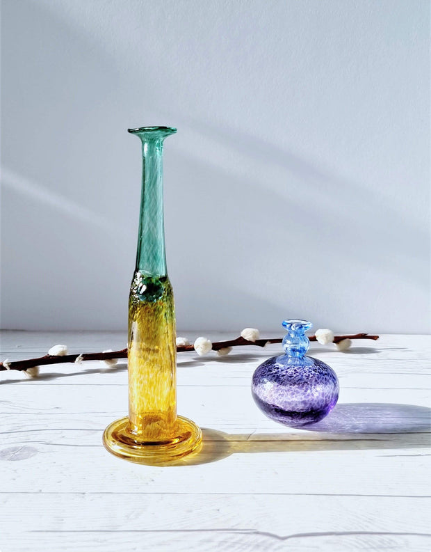 AnyesAttic Glass Bertil Vallien, (Kosta) Boda, Antikva and Wind Pipes Series, Duo of Handblown Frit Vases, 1970s