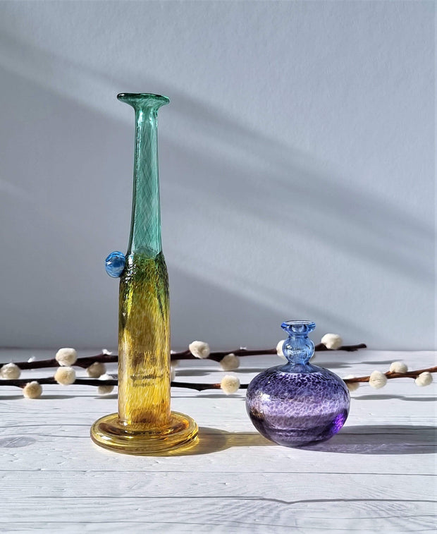 AnyesAttic Glass Bertil Vallien, (Kosta) Boda, Antikva and Wind Pipes Series, Duo of Handblown Frit Vases, 1970s