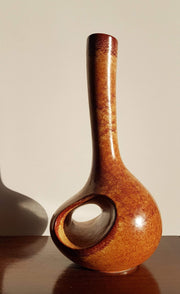 Bertoncello Ceramiche Ceramic 1960s Italian Bertoncello Mid Century Modern, Modernist ‘Leather’ Glaze Ceramic Floor Vase