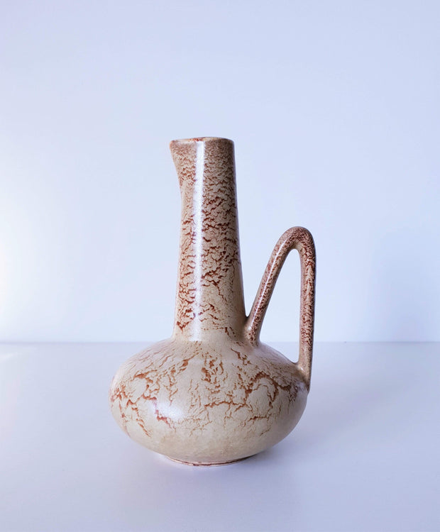 Bertoncello Ceramiche Ceramic 1960s Italian Bertoncello Mid Century, Modernist Cream and Sienna Glaze Ceramic Jug Vase